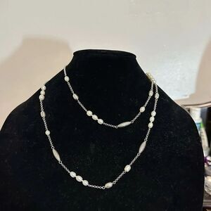 Brighton Freshwater Pearl Silver Ornate Bead Long Necklace